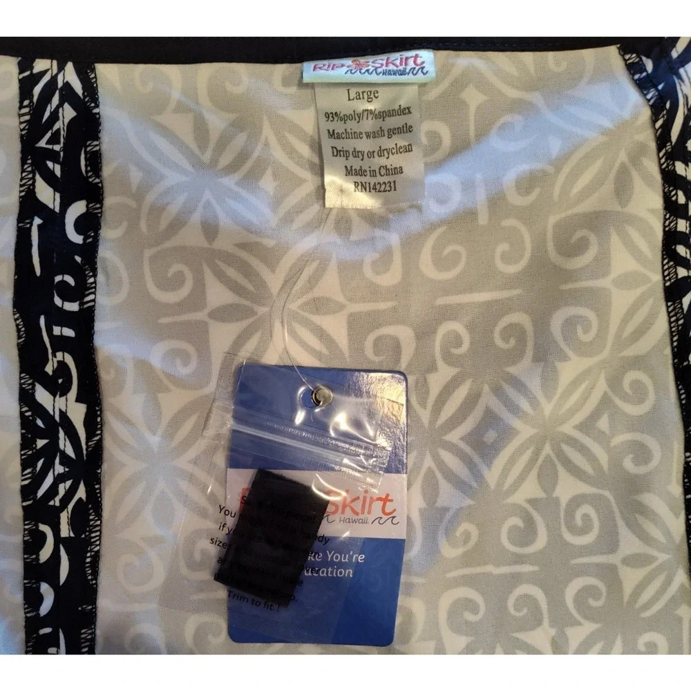 RipSkirt‎ Hawaii Black/White Ulupa Print Women's Wrap Skirt Size Large
